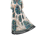 2020 Printed Chiffon Loose Dress Half Sleeve Maxi Long Dresses For Women